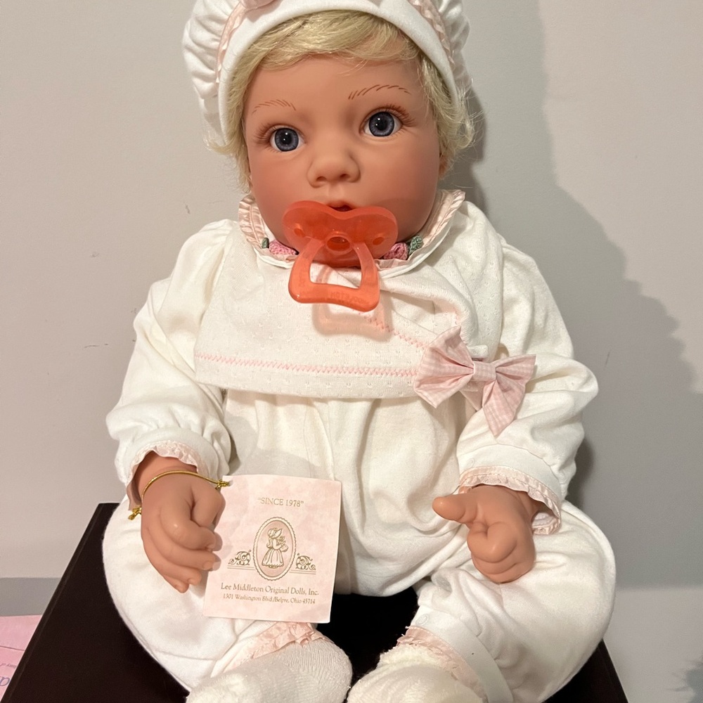 Lee Middleton Baby Doll in White with Pink Details